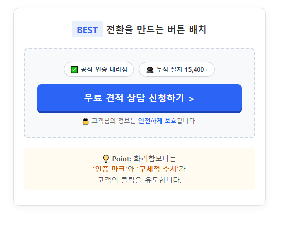  랜딩페이지 객관적 데이터 배치 예시